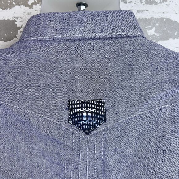 C.Constant Abidjan‎ Guayabera Shirt Sz 44 Blue Cotton Linen Feel Long Sleeve - Picture 3 of 12